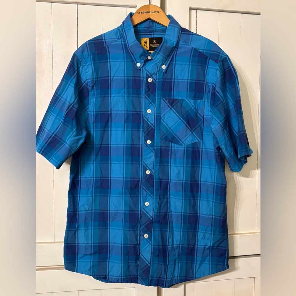 Browning Men's Blue Plaid Button-Down Shirt